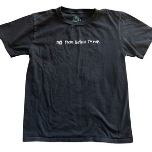 At All My Mom Listens to Rap Black Graphic Tee Shirt youth kids large L